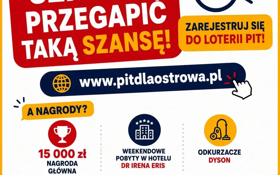 Wielka Loteria PIT w Ostrowie Wielkopolskim – do wygrania 15 000 zł i luksusowe nagrody
