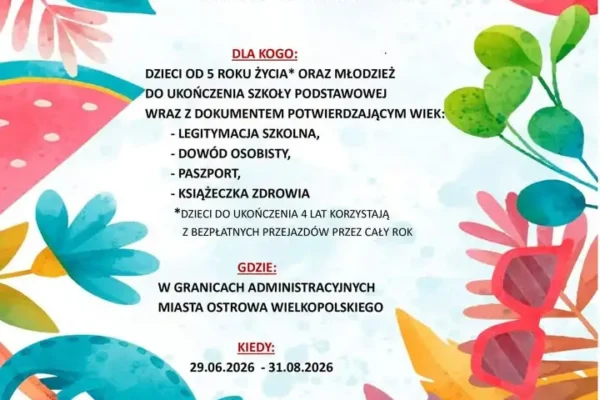 Darmowe przejazdy autobusami MZK dla dzieci i młodzieży w Ostrowie Wielkopolskim od 29 czerwca