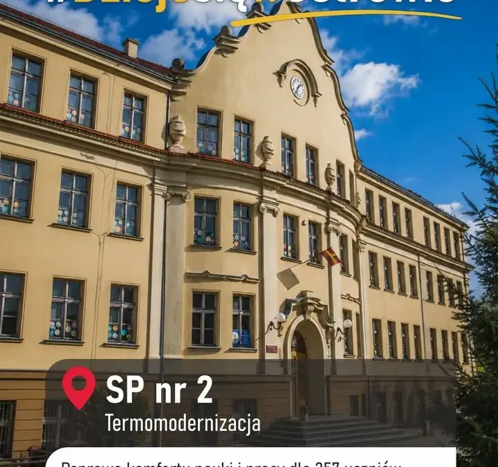 Termomodernizacja zabytkowej SP2 w Ostrowie Wielkopolskim – niższe rachunki i czystsze powietrze