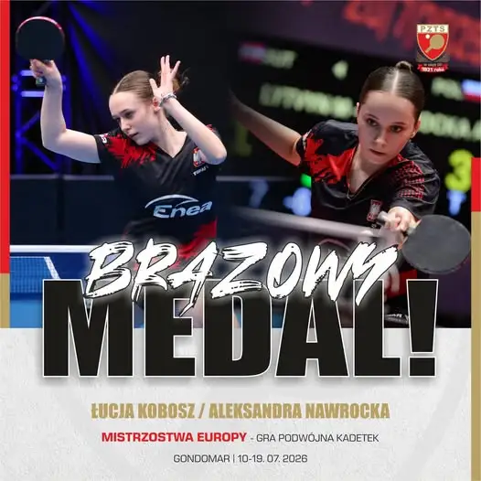 Aleksandra Nawrocka z Ostrowa Wielkopolskiego zdobywa dwa medale ME U15 w tenisie stołowym