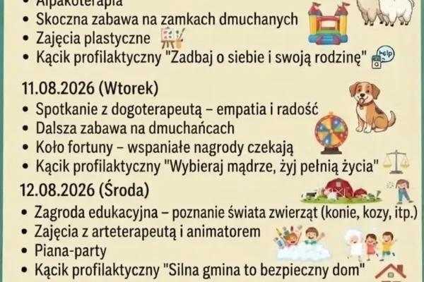 III Dniowy Festyn Gminny „Z myślą o Was” w Sośniach – atrakcje dla dzieci