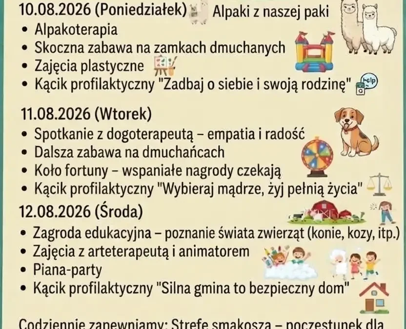 III Dniowy Festyn Gminny „Z myślą o Was” w Sośniach – atrakcje dla dzieci