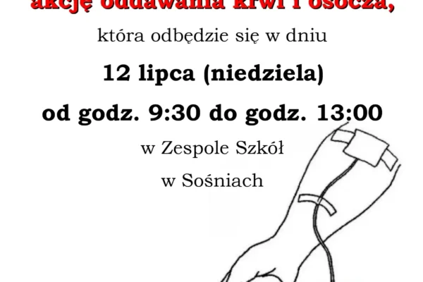 Oddaj krew i osocze w Sośniach – akcja 12 lipca