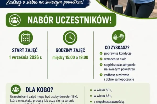 Bezpłatne zajęcia na siłowni zewnętrznej w Ostrowie Wielkopolskim od 1 września