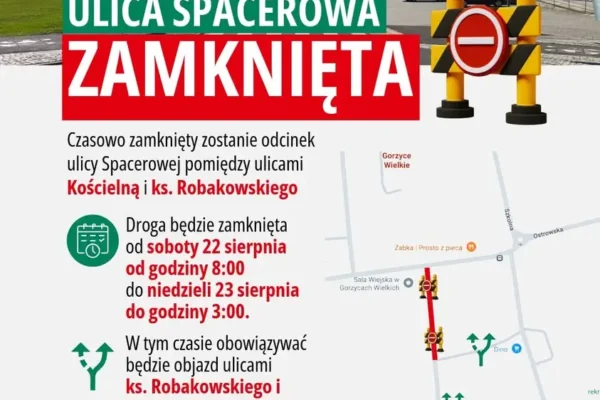 Święto Gminy Ostrów Wielkopolski: Utrudnienia na ul. Spacerowej w Gorzycach Wielkich