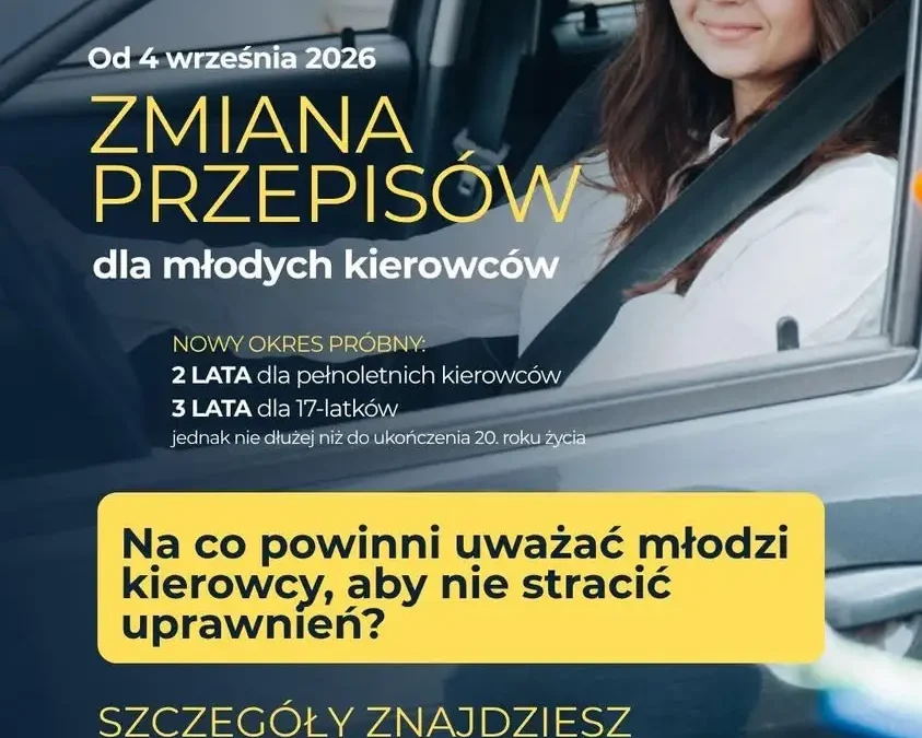 Nowe przepisy dla młodych kierowców od 4 września. Sprawdź, czego nie wolno im robić