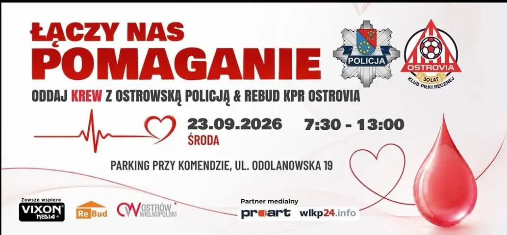Ostrów Wielkopolski: jutro policyjna akcja krwiodawstwa „Łączy nas pomaganie”