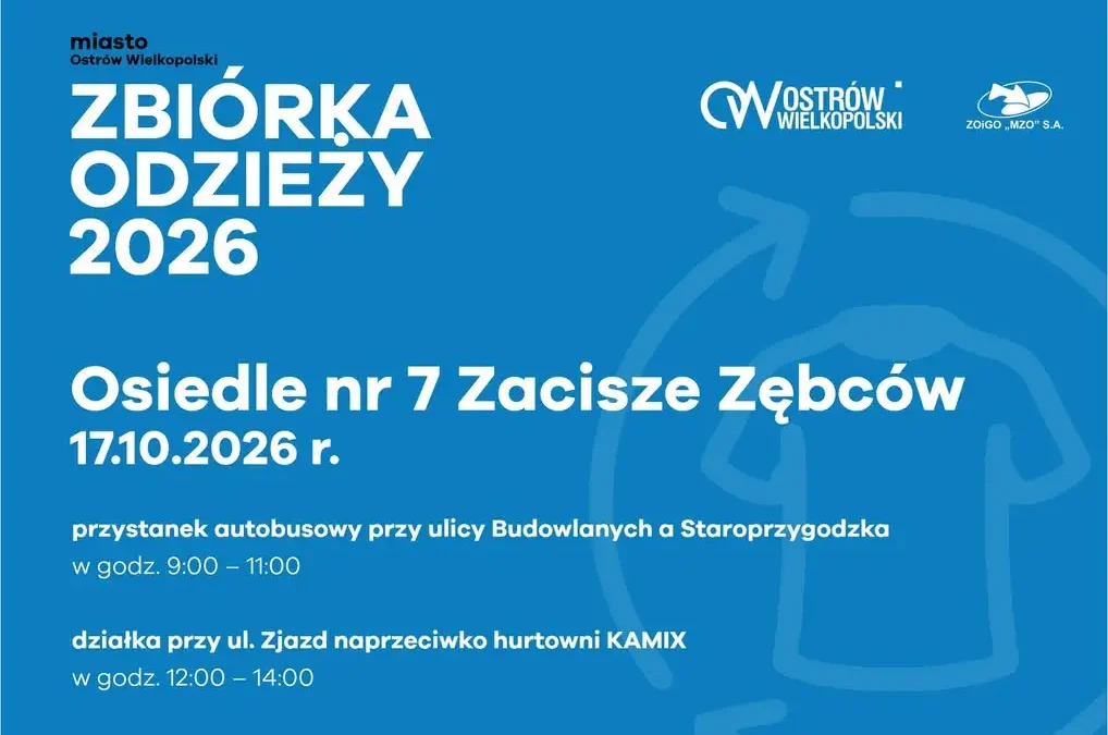Mobilna zbiórka odzieży w Ostrowie Wielkopolskim – trzy osiedla w sobotę 17 października
